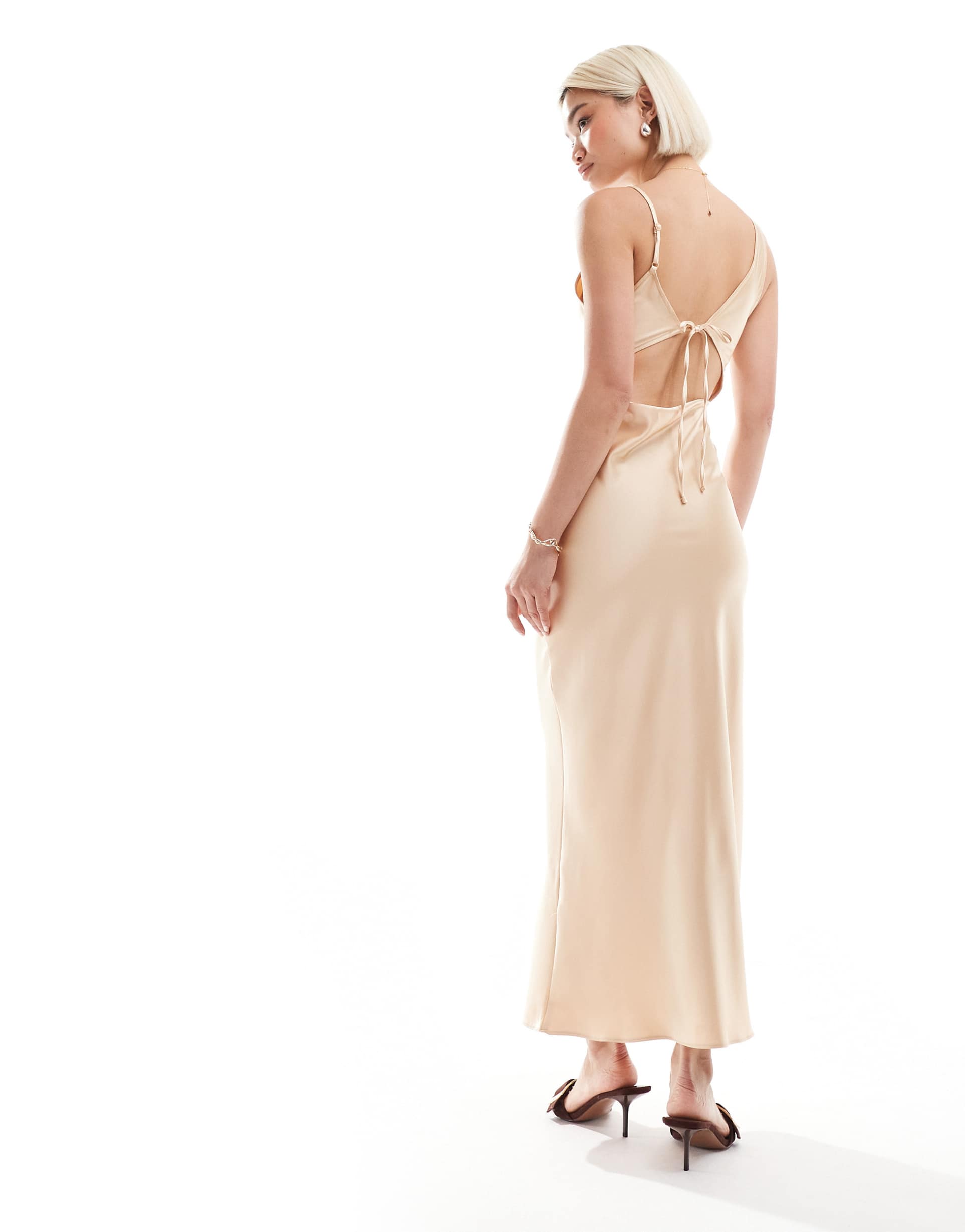 miss selfridge cowl neck satin midi slip dress