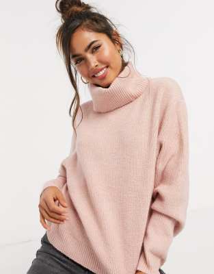 pale pink polo neck jumper