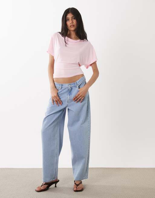 Miss Selfridge cowl neck top with batwing sleeves in pink, 3 of 4
