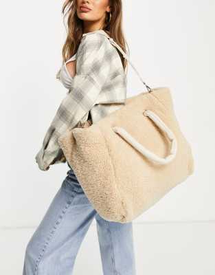 Miss Selfridge cream borg tote bag ASOS