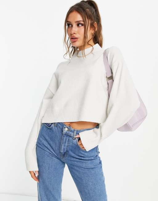 Cream funnel shop neck jumper