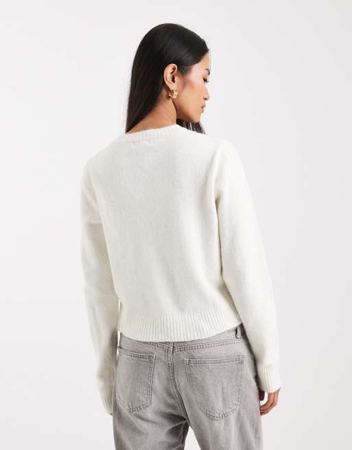 Miss Selfridge - Cremefarvet cardigan med broderi og kabelstriber, 4 af 4