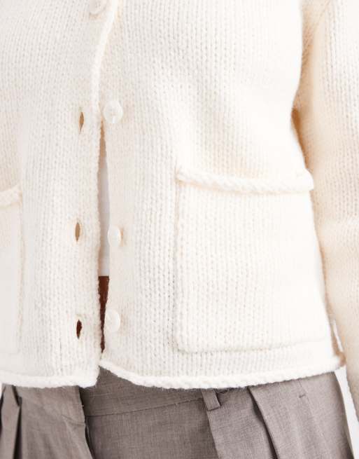 Miss Selfridge - Cremehvid cardigan med lommedetalje, 2 af 4