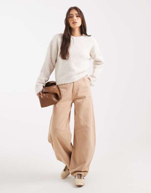 Miss Selfridge - Cremehvid løstsiddende trøje i strikket bouclé, 3 af 4