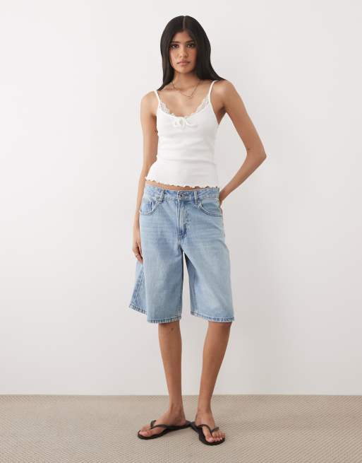 Miss Selfridge - Cremehvid ribstrikket cami-top med blondekant, 2 af 4