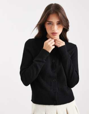 Miss Selfridge Crew Neck Cardigan In Black