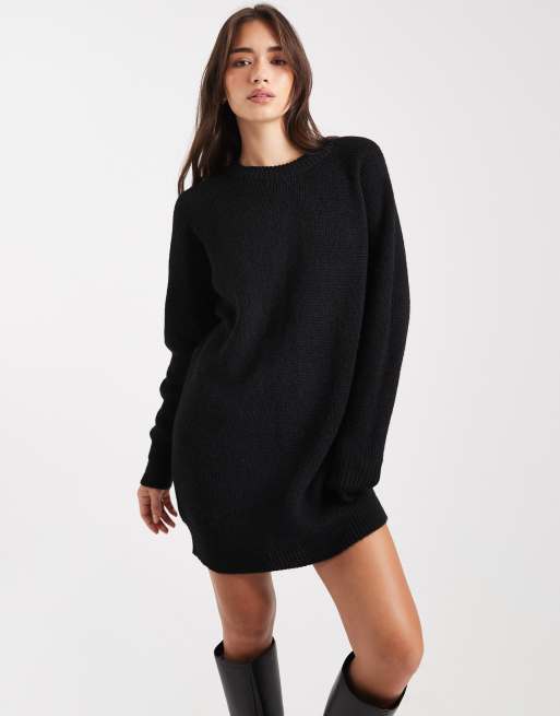 Miss Selfridge - Robe courte ras de cou en maille - Noir