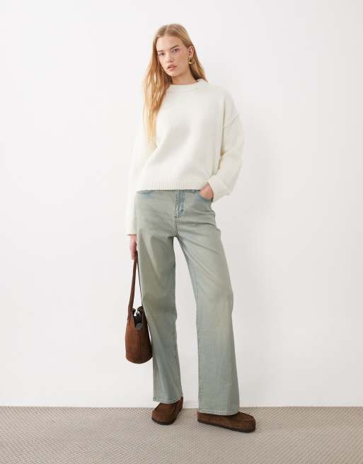 Miss Selfridge crew neck slouch jumper in cream, 2 of 4