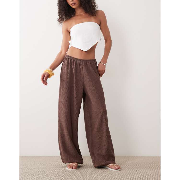 Miss Selfridge crinkle balloon pants in brown - part of a set | ASOS