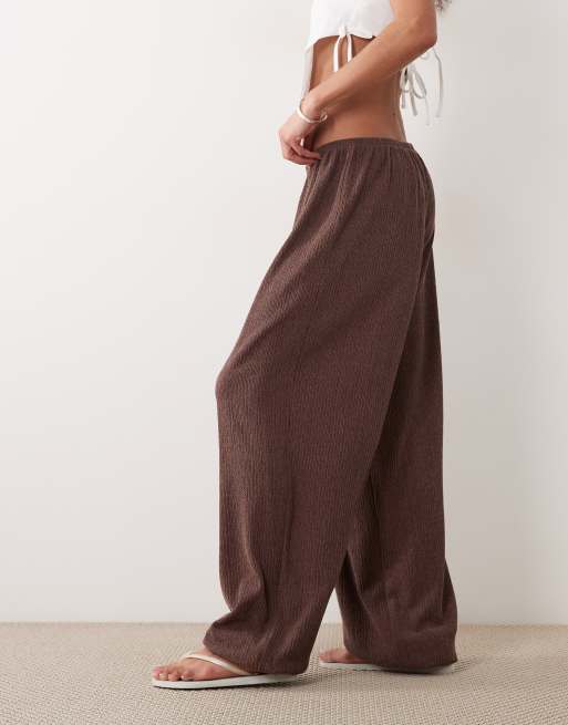 Miss Selfridge crinkle balloon pants in brown (part of a set), 2 of 5