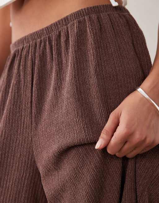 Miss Selfridge crinkle balloon pants in brown (part of a set), 5 of 5