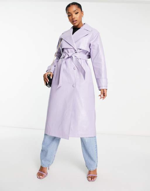 Purple leather trench on sale coat