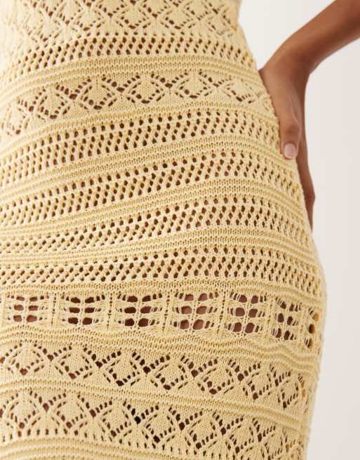 Miss Selfridge crochet maxi dress in buttermilk, 3 of 4