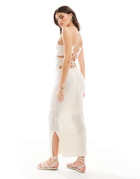 Miss Selfridge crochet maxi dress in cream - view 1