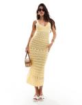 Miss Selfridge crochet maxi dress in yellow