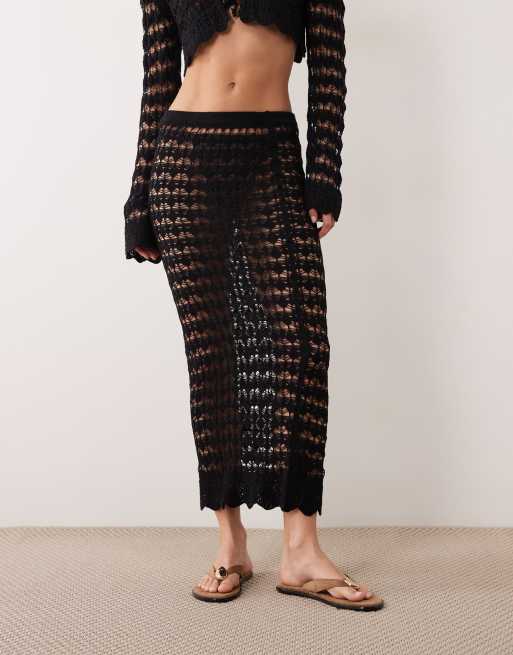 Miss Selfridge crochet maxi skirt in black - part of a set, 2 of 5