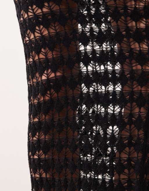 Miss Selfridge crochet maxi skirt in black - part of a set, 4 of 5