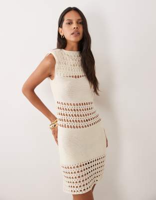 Miss Selfridge Crochet Mix Mini Dress In White