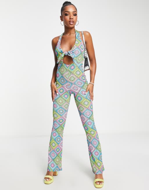 Miss Selfridge crochet print jumpsuit