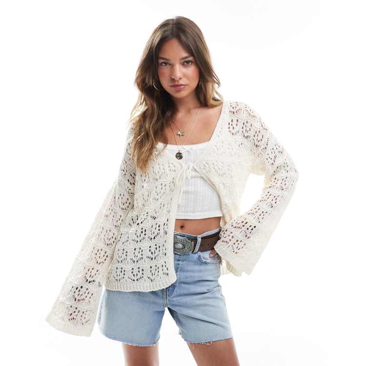 トップス Eaphi FRONT WAVE CROCHET KNIT CARDIGAN Eaphi FRONT WAVE CROCHET KNIT CARDIGAN（hand design over