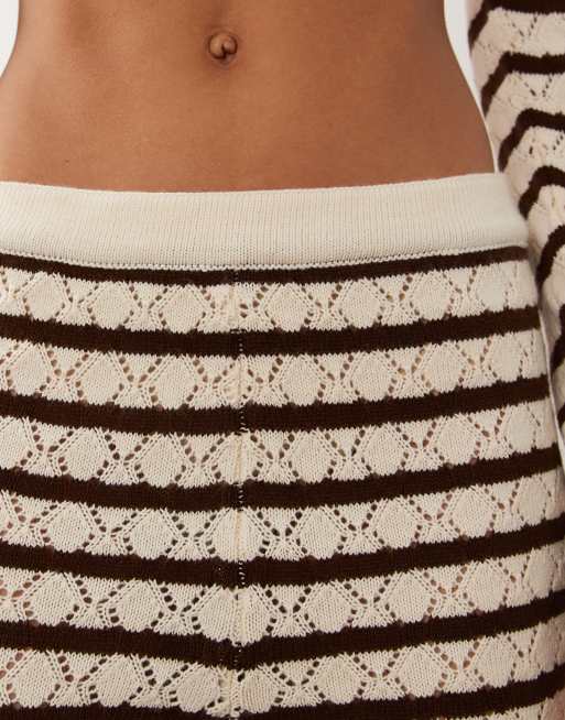 Miss Selfridge crochet wide leg pants in stripe (Part of a set), 4 of 5