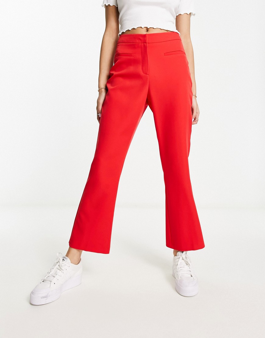 Miss Selfridge crop kickflare trouser in red