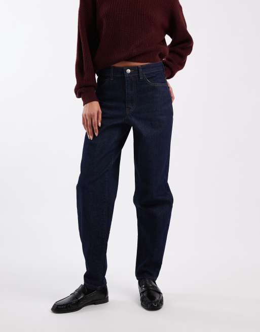 Miss Selfridge crop tapered jeans in mid wash
