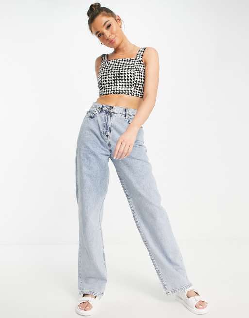Miss Selfridge - Crop top met zwart-witte pied-de-poule