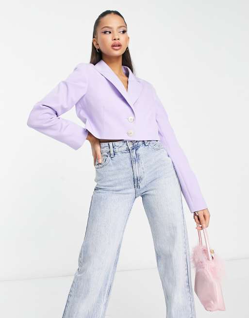 Miss Selfridge cropped blazer in lilac