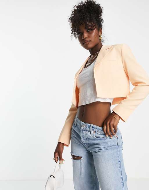 Nude cropped shop blazer