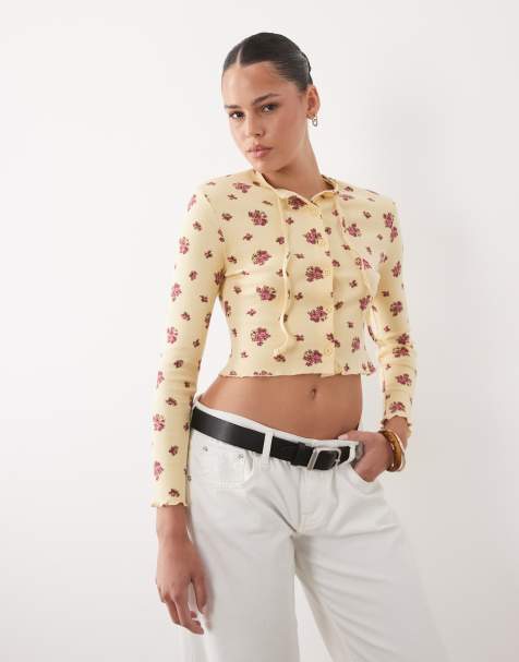 Miss Selfridge cropped cardigan in floral print - view 1