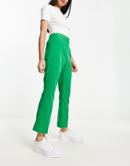 Olive Green Asymmetrical low waist Kick Flare Pants – Rigash