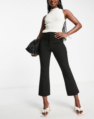 Miss Selfridge cropped flare pants in black - ASOS Price Checker