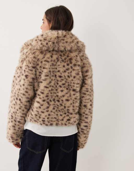 Miss Selfridge cropped jack van faux-fur met dierenprint, 3 van 4