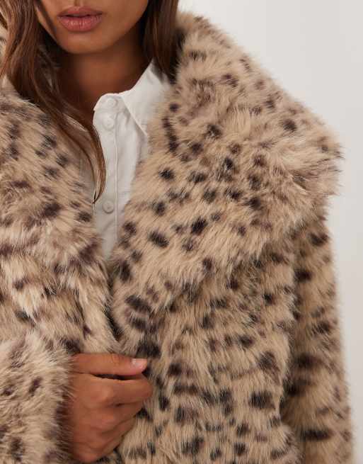 Miss Selfridge cropped jack van faux-fur met dierenprint, 4 van 4