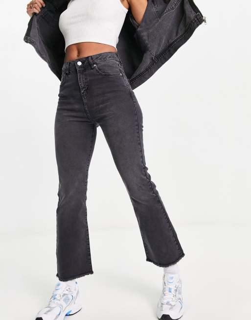 Miss Selfridge Petite cropped kickflare jean in mid wash