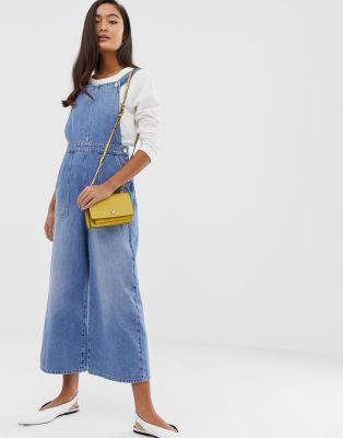 wide leg cropped dungarees