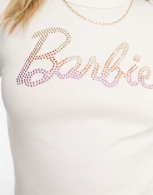 Miss Selfridge Cropped T-shirt met gelicenseerde hotfix Barbie