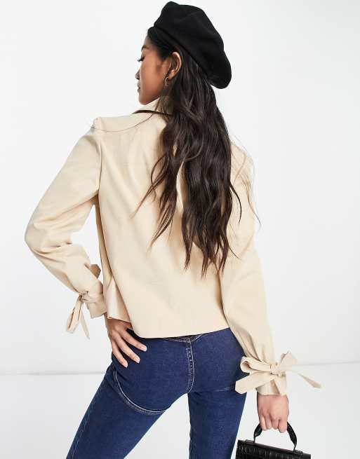 Miss Selfridge - Cropped trenchcoat i beige , 4 af 4