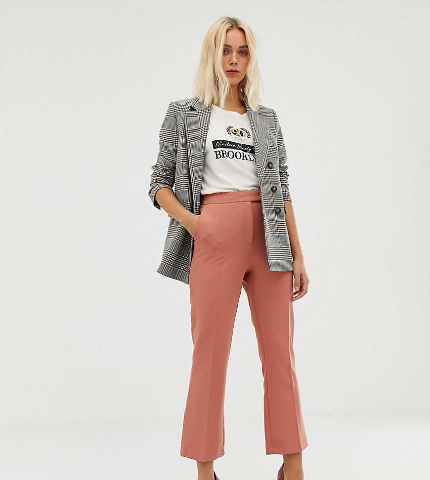 Miss Selfridge cropped trousers with kick flare in pink