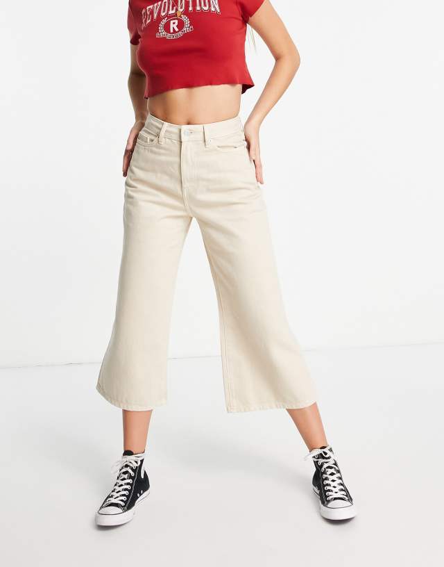 Miss Selfridge - cropped wide leg jean in stone