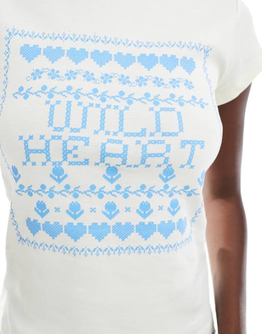 Miss Selfridge cross stitch western wild heart baby tee, 4 of 4