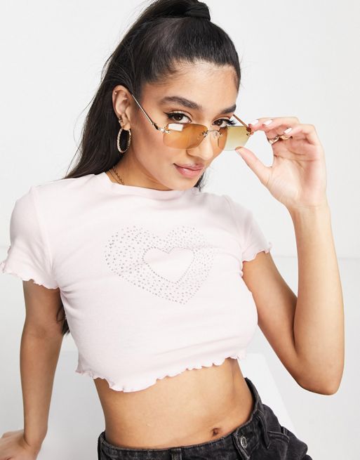 crystal heart crop top