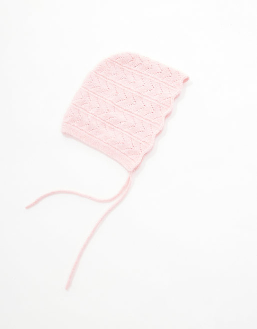 Miss Selfridge - Cuffia traforata rosa tenue con dettaglio smerlato, 2 di 3