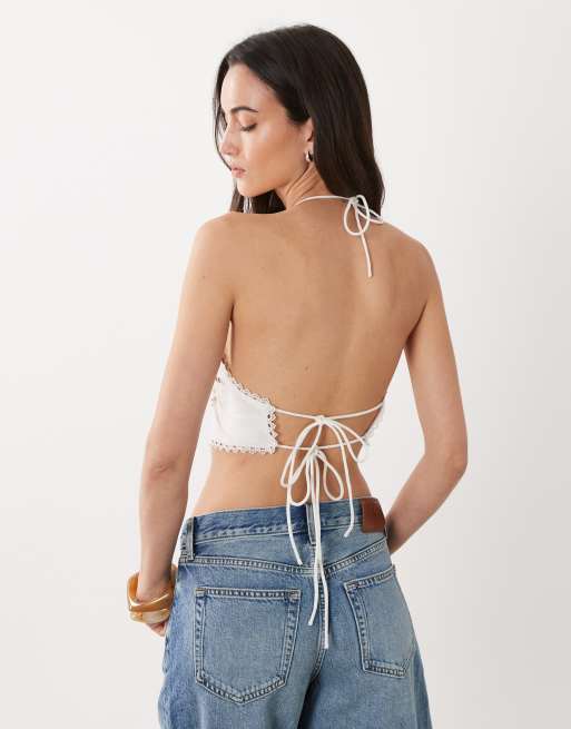 Miss Selfridge cut work bra top in cream, 4 of 4