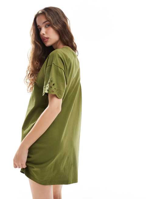 miss selfridge t shirt dress Miss Selfridge festival lace hem T-shirt dress in black