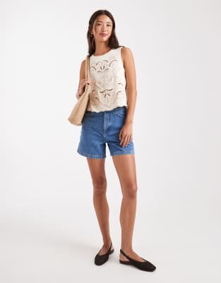Miss Selfridge Cutwork Tank Top In White