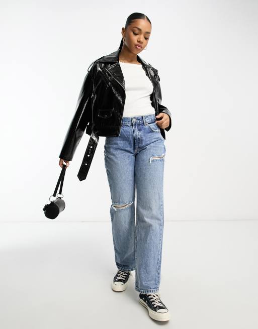 Miss Selfridge – Czarna kurtka typu biker z winylowej imitacji skóry, 2 z 4