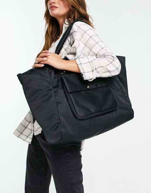 Miss Selfridge – Czarna nylonowa torebka typu tote , 2 z 4