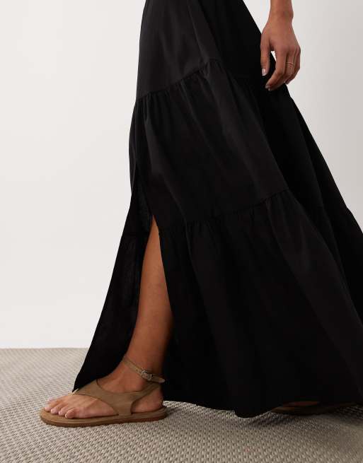Miss Selfridge – Czarna popelinowa spódnica maxi, 3 z 5